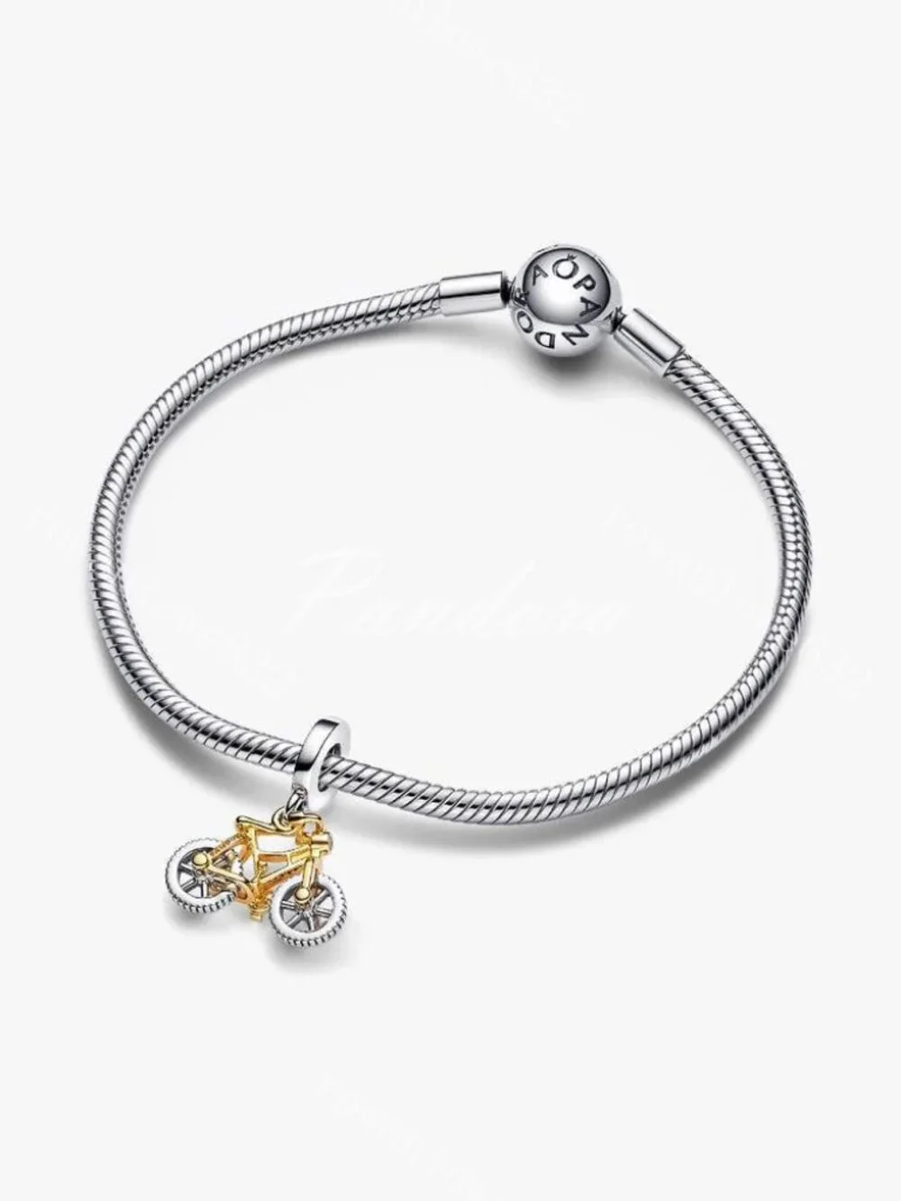 Pandora Two-tone Spinning Wheels Bicycle Dangle Charm